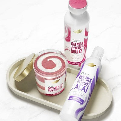 Dove Beauty Body Sugar Scrub Rice Milk & Velvet Acai 15oz - Imperfect Container