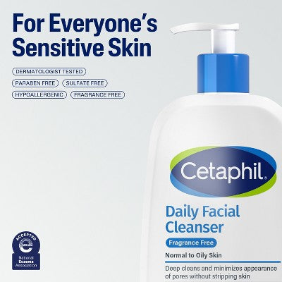 Cetaphil Fragrance Free Daily Face Wash Cleanser for Normal to Oily Skin 16 fl oz - Imperfect Container