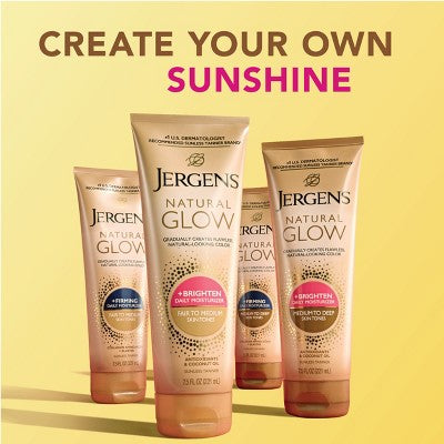 Jergens Natural Glow Skin Firming Moisturizer + Sunless Self Tanning Lotion Fair to Medium 7.5 fl oz - New