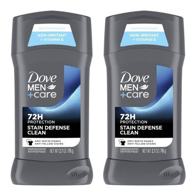 Dove Men+Care 72hr Antiperspirant & Deodorant Stick Stain Defense Clean 2.7oz/2ct - Missing Box