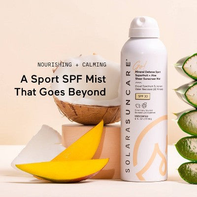 Solara Suncare Go! Mineral Defense Sport Sheer Sunscreen Mist SPF 30 Superfruit + Aloe 6 fl oz - Imperfect Container
