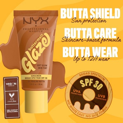NYX Professional Makeup Buttermelt Glaze Skin Tint SPF 30 Praline Butta 1.01 fl oz - Imperfect Container