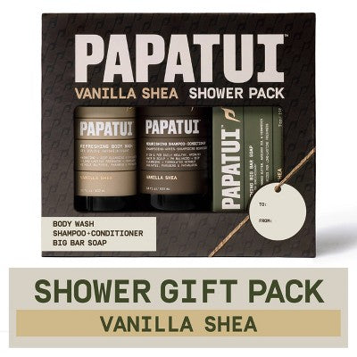 Papatui Holiday Men's Care Shower Pack Gift Set Vanilla Shea 3ct - New