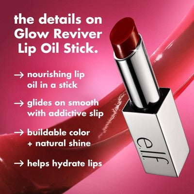 e.l.f. Glow Reviver Lip Oil Stick Mauve Mentality 0.11oz - Imperfect Box