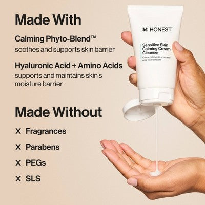 Honest Beauty Sensitive Skin Calming Cream Cleanser 4 fl oz - Imperfect Box