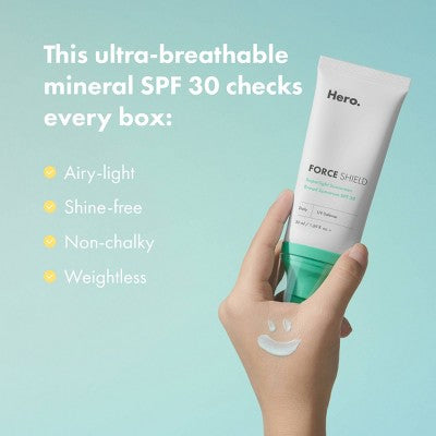 Hero Force Shield Superlight Sunscreen SPF30 50ml - Imperfect Box