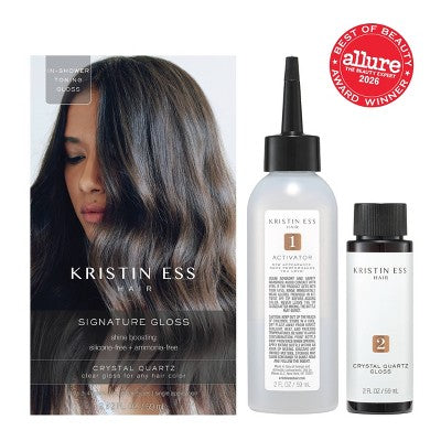 Kristin Ess Hair Gloss in Crystal Quartz for All Hair Colors - Semi Permanent Dye + Toner 4 fl oz - Imperfect Box