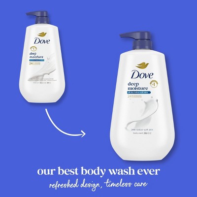 Dove Deep Moisture Body Wash Nourishes the Driest Skin 24hr Lotion-Soft Skin 30.6 fl oz - Imperfect Container