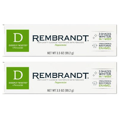 Rembrandt Deeply White + Peroxide Whitening Toothpaste with Fluoride 3.5oz/2pk - New