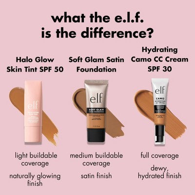 e.l.f. Halo Glow Skin Tint Light Coverage Foundation Mineral SPF 50 5 Light Warm 1 fl oz - Imperfect Box