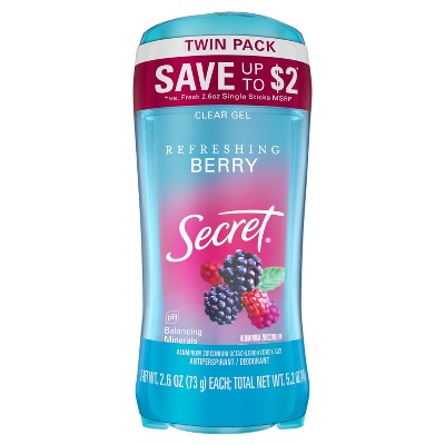 Secret Fresh Clear Gel Deodorant Summer Berry 2.6oz/2pk - Imperfect Box