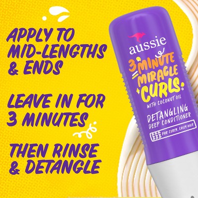 Aussie 3 Minutes Miracle Curls Detangling Deep Conditioner  8 fl oz - New