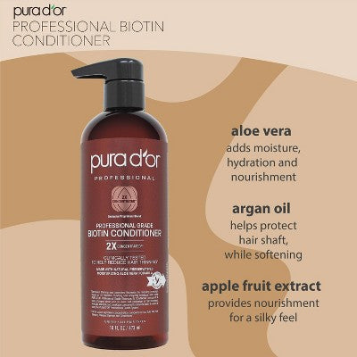 Pura d'or Professional Grade Biotin Conditioner 16 fl oz - Imperfect Container