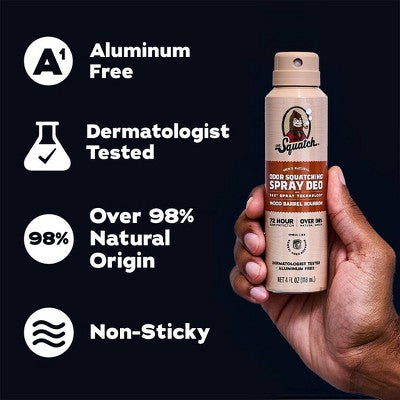 DR. SQUATCH Men's Deodorant Spray Natural Wood Barrel Bourbon 4 fl oz - New