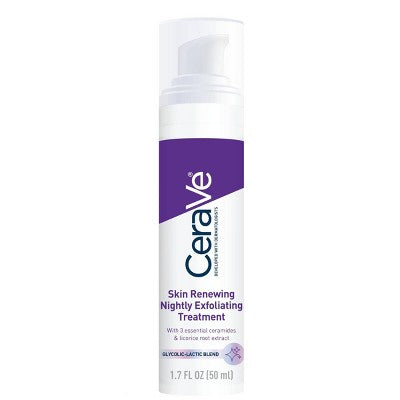 CeraVe Skin Renewing Nightly Exfoliating Treatment Glycolic Acid Face Serum 1.7 fl oz - Missing Lid