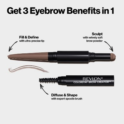 Revlon Colorstay Brow Creator Waterproof Pencil & Powder 615 Soft Black 0.003oz - Imperfect Box