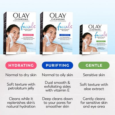 Olay Daily Facials Face Cleansing Wipes Makeup Remover Unscented 66ct - Imperfect Box