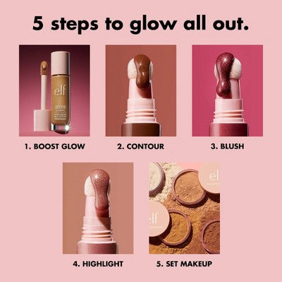 e.l.f. Halo Glow Liquid Filter Highlighter 5 Medium/Tan 1.06 fl oz - New
