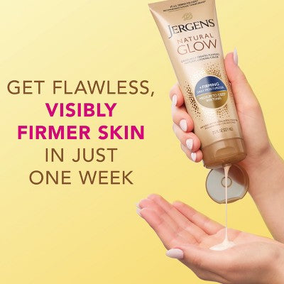 Jergens Glow Skin Firming Daily Moisturizer + Sunless Self Tanning Medium To Tan 7.5 fl oz - Imperfect Container