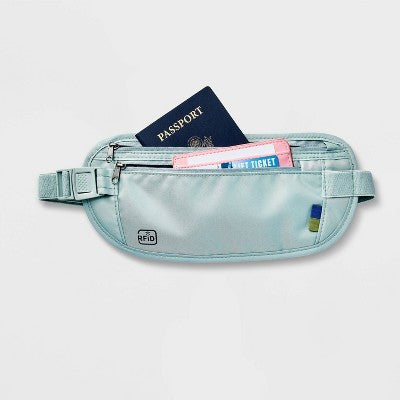 Open Story RFID Blocking Waist Pouch Puritan Gray Water-Resistant Belt Bag - New