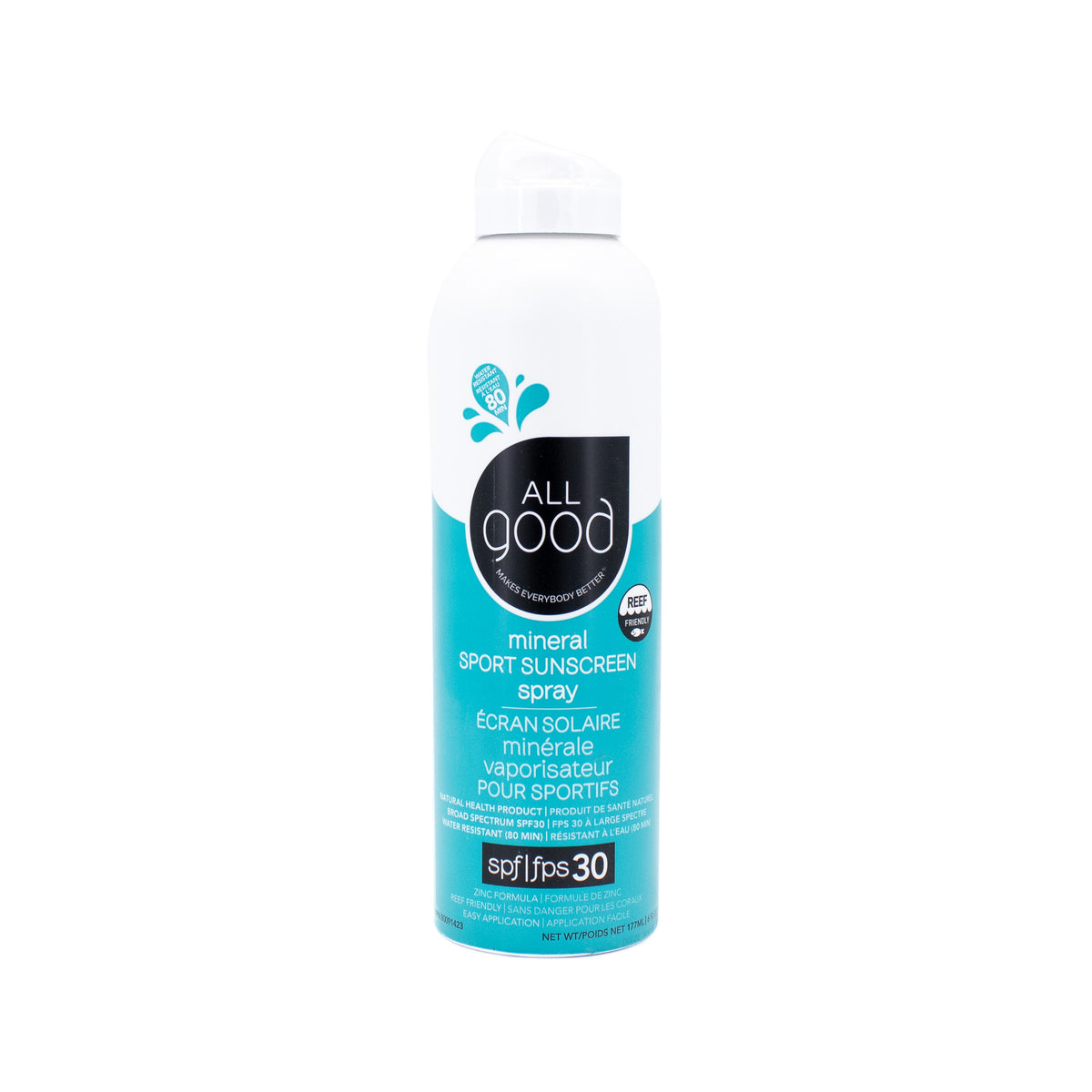 All Good Mineral Sport Sunscreen Spray SPF30 6oz - New
