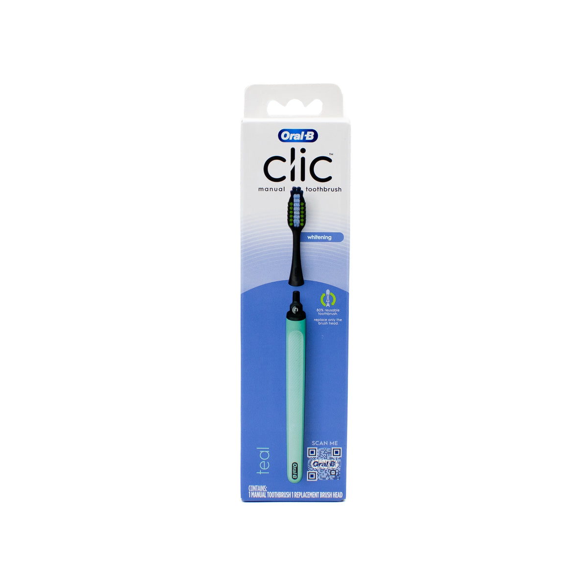 Oral-B Clic Manual Toothbrush with Replaceable Brush Head TEAL - New