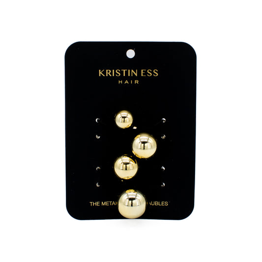 Kristin Ess The Metallic Pony Baubles Hair Elastics 2 pack Gold - New