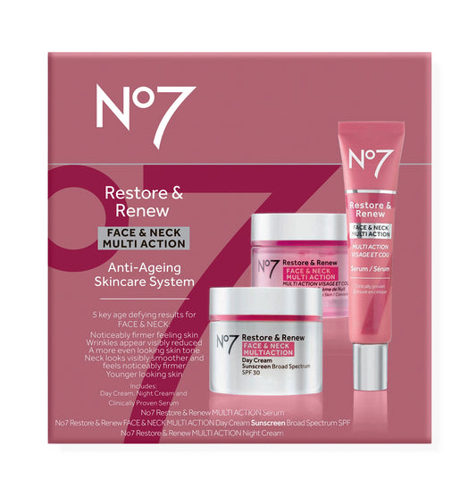 No7 Restore & Renew Multi Action Face & Neck Skincare System - New